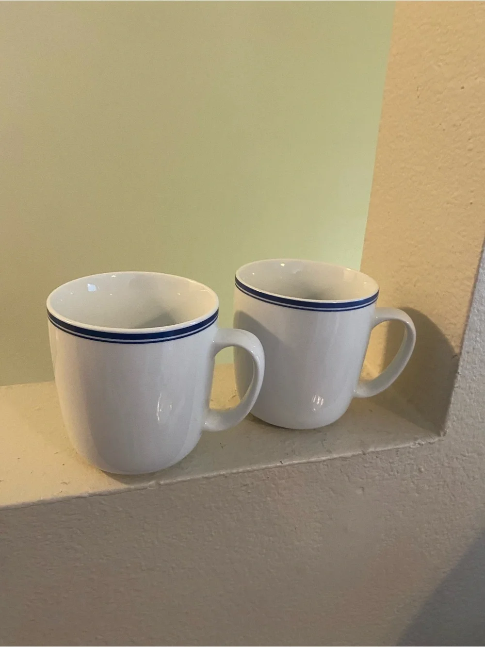 Williams Sonoma. Open Kitchen. White Ceramic Mug with Blue Rim - Set of 2